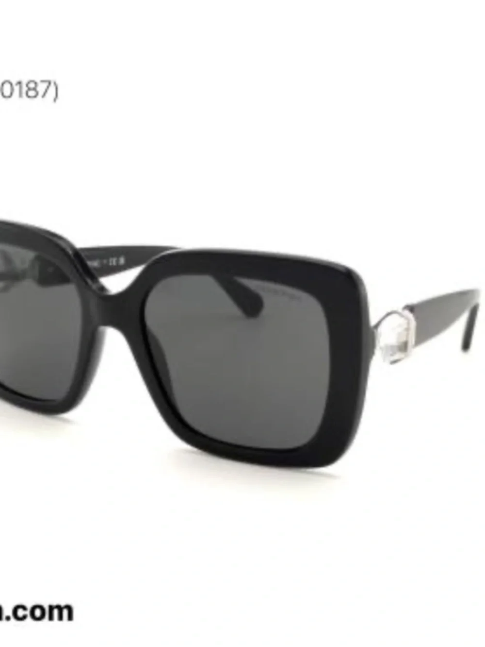 Swarovski Black Square Women's Sunglasses with Silver Accents